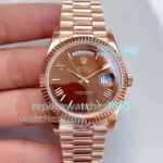 Noob Rolex Day Date II Chocolate Dial Rose Gold Swiss Replica Watch 41MM